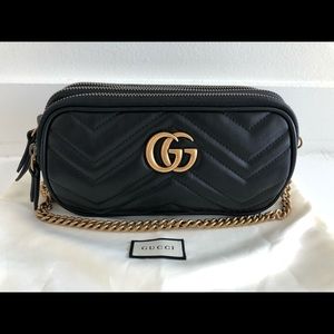 Gucci Black GG Marmont Mini Chain Bag